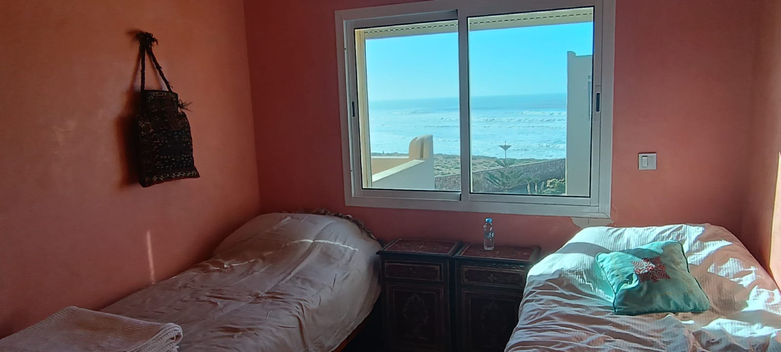 Authentic Moroccan twin room with view to the Atlantic