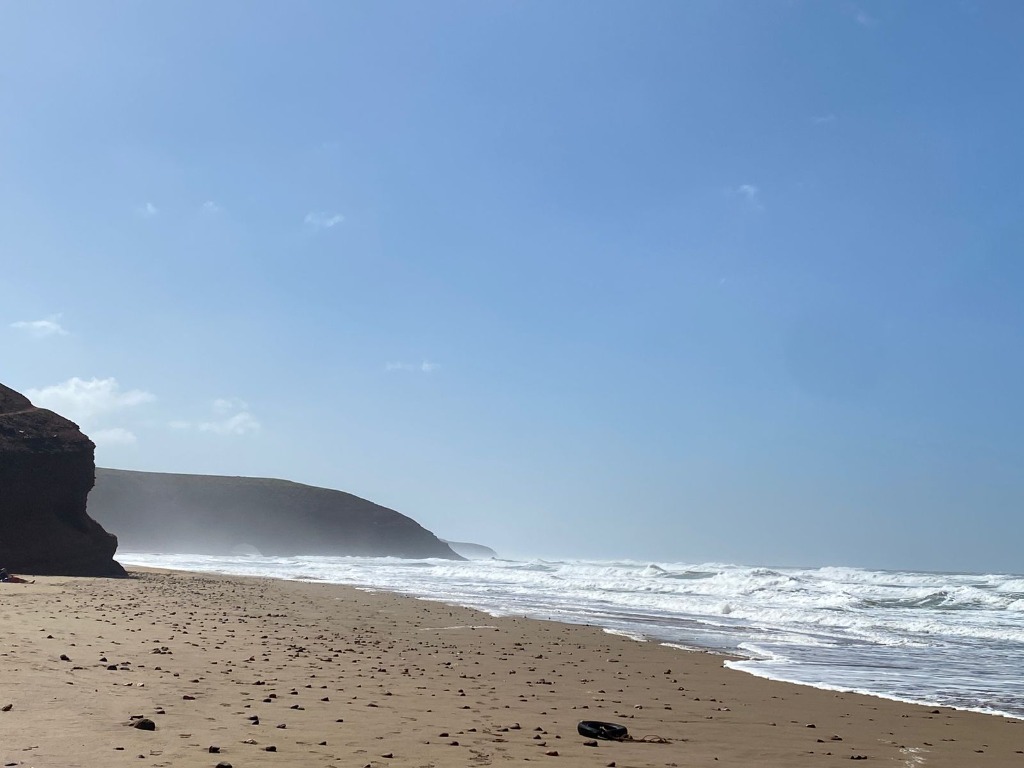 Famous red stone arch at Legzira beach
